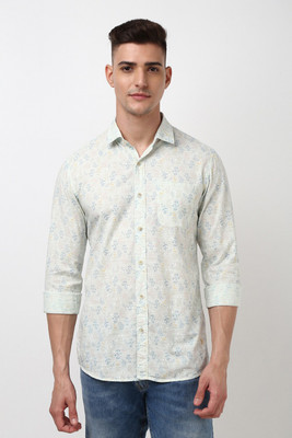 PETER ENGLAND Men Printed Casual Green Shirt