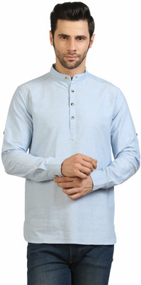 Life Roads Men Solid Straight Kurta(Light Blue)