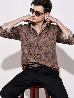 SHOWOFFFF Men Printed Casual Brown, Black Shirt