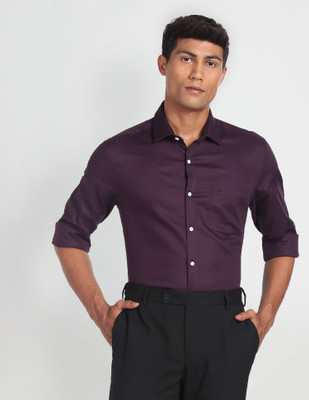 ARROW Men Solid Formal Purple Shirt