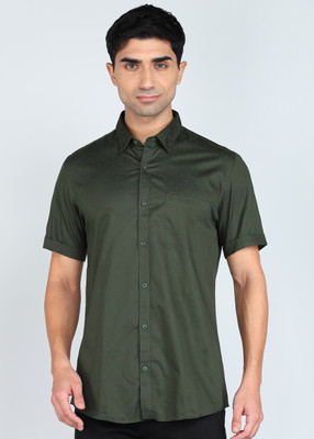 PETER ENGLAND Men Self Design Casual Dark Green Shirt