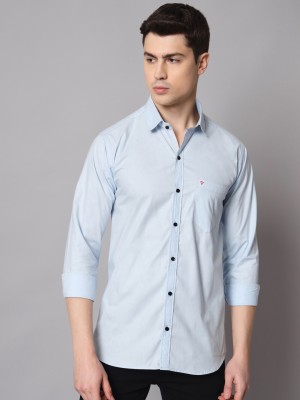 VAGHANI TEX Men Self Design Casual Light Blue Shirt