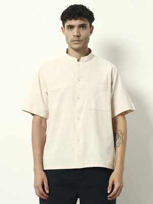 UNITED DENIM Men Solid Casual Beige Shirt