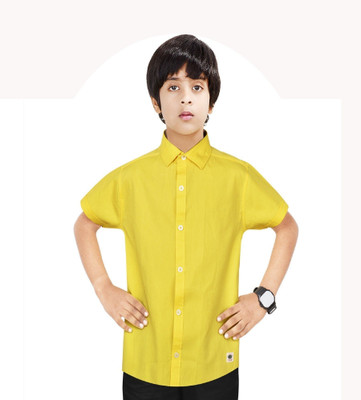 crane Boys Solid Casual Yellow Shirt
