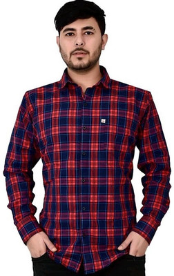 Marc Laurent Men Checkered Casual Blue, Red Shirt