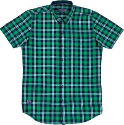 Riverhead Men Checkered Casual Dark Green Shirt