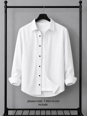 Marmic Fab Men Solid Casual White Shirt