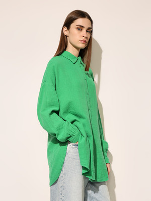 ONLY Women Solid Casual Green Shirt
