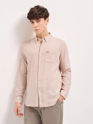 THE BEAR HOUSE Men Solid Casual Pink Shirt