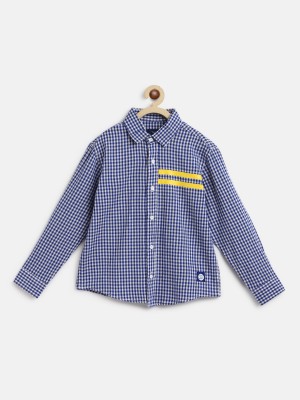 TALES & STORIES Baby Boys Checkered Casual Blue Shirt