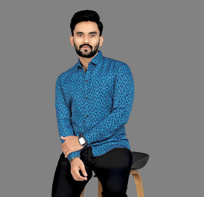 DISHANK CREATION Men Printed Casual Light Green Shirt