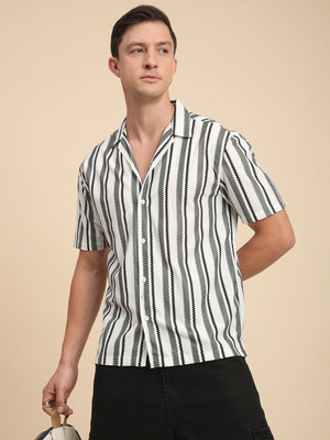 Voroxy Men Striped Casual Multicolor Shirt