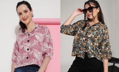 J TURRITOPSIS Women Printed Casual Multicolor Shirt(Pack of 2)