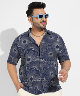 Instafab Plus Men Printed Casual Blue Shirt