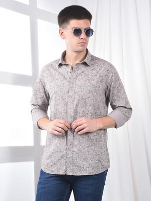 Canary London Men Printed Casual Beige Shirt