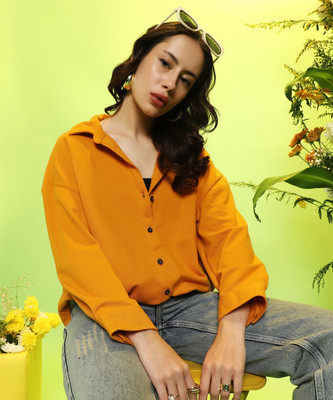 CAMPUS SUTRA Women Printed Casual Yellow Shirt