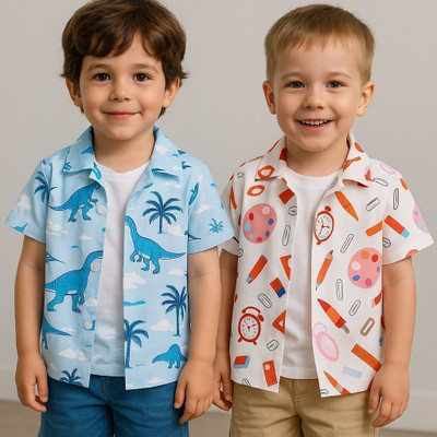 SVHFashion Boys Printed Casual Multicolor Shirt(Pack of 2)