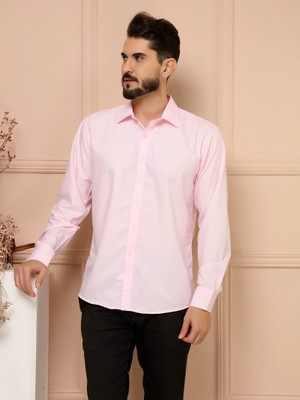 Pactimo Men Solid Casual Pink Shirt