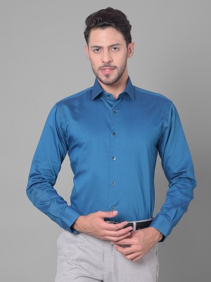 COBB ITALY Men Solid Formal Blue Shirt