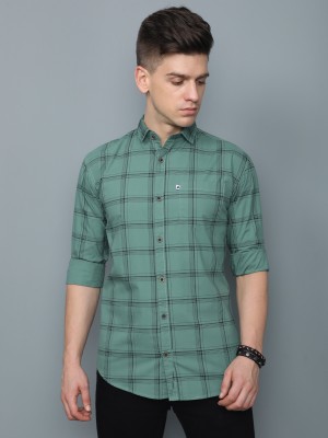 AIDAN PAUL Men Checkered Casual Green Shirt