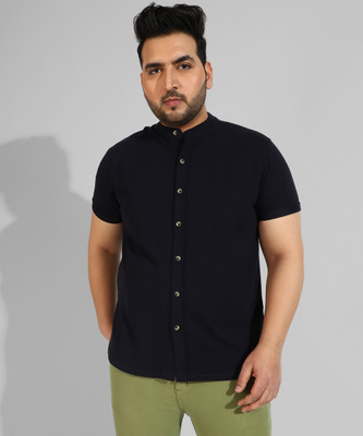 Instafab Plus Men Solid Casual Black Shirt