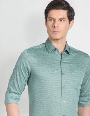 ARROW Men Printed Formal Green Shirt