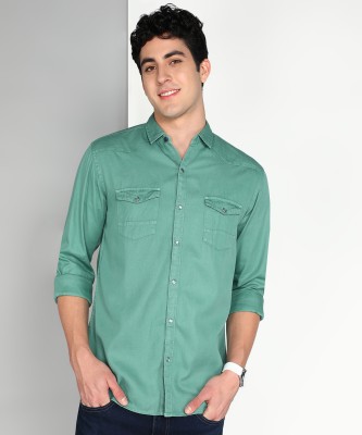 KUONS AVENUE Men Solid Casual Dark Green Shirt