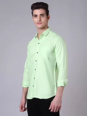 Mahira Enterprise Men Solid Casual Light Green Shirt