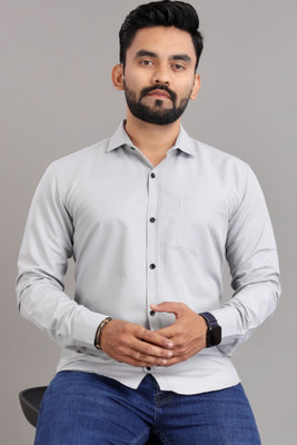 SPOQUE Men Solid Casual Grey Shirt