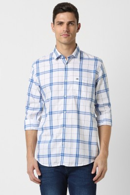 PETER ENGLAND Men Checkered Casual White Shirt