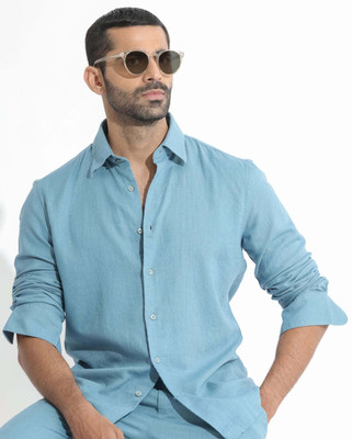 RARE RABBIT Men Solid Casual Blue Shirt