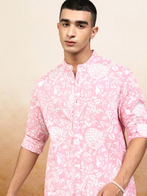 HIGHLANDER Men Printed Casual Pink Shirt