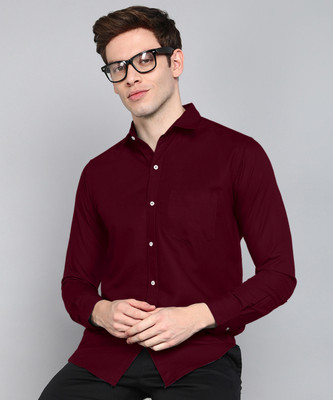 TANISHA FASHION Men Solid Formal Maroon Shirt