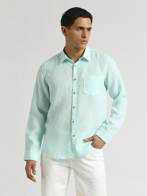 Pepe Jeans Men Solid Casual Light Blue Shirt
