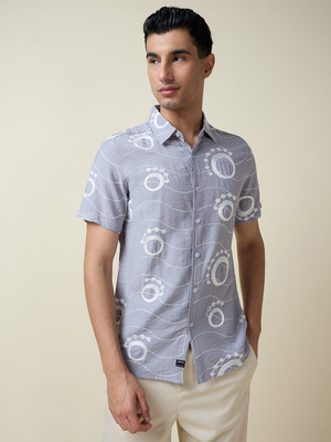 THOMAS SCOTT Men Printed Casual Grey Shirt