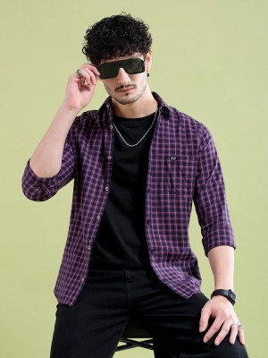 The Indian Garage Co. Men Checkered Casual Maroon Shirt