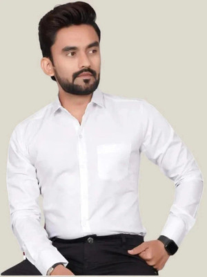 jagrutifashion Men Solid Formal White Shirt