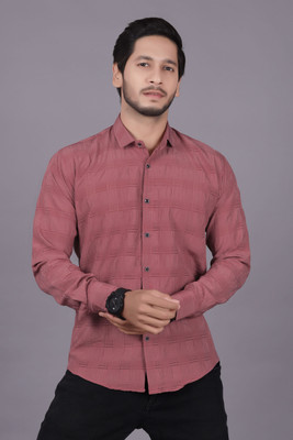 PEARL OCAN Men Self Design Casual Brown Shirt
