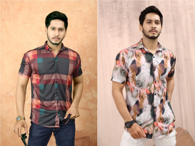 MAHADEV Men Printed Casual Multicolor Shirt(Pack of 2)