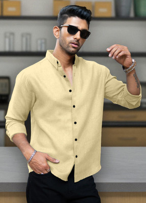 Yanthi Men Solid Casual Yellow Shirt