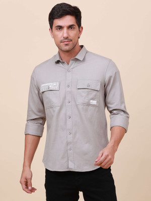 Estilocus Men Solid Casual Grey Shirt