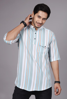 DAMODARAM Men Striped Formal Multicolor Shirt