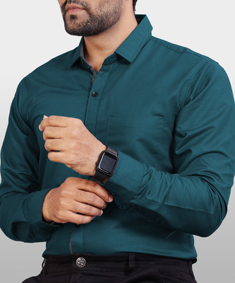 METRONAUT Men Solid Casual Dark Green Shirt