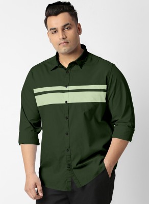 Aloof Men Striped Casual Dark Green, Light Green Shirt