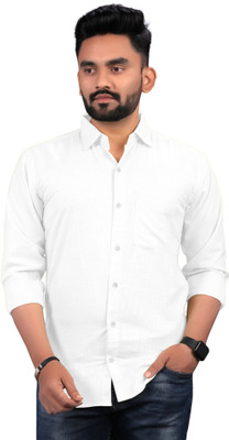 SilverBuck Men Solid Casual White Shirt
