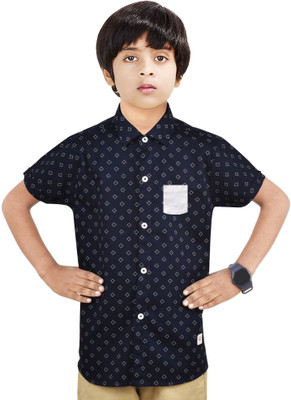 MADE IN THE SHADE Boys Printed Casual Dark Blue Shirt