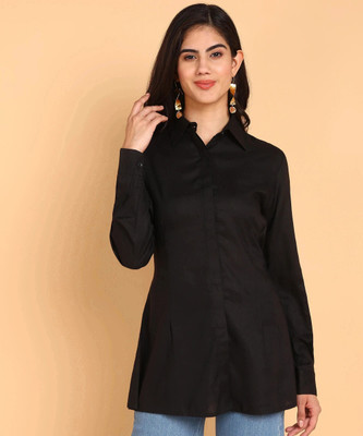 Edyssa Women Solid Casual Black Shirt