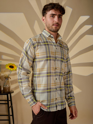 REFINEDLOOK Men Printed Casual Khaki Shirt