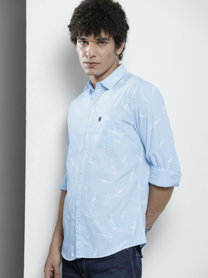 The Indian Garage Co. Men Printed Casual Light Blue Shirt