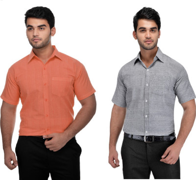 DESHBANDHU KHADI Men Solid Formal Multicolor Shirt(Pack of 2)